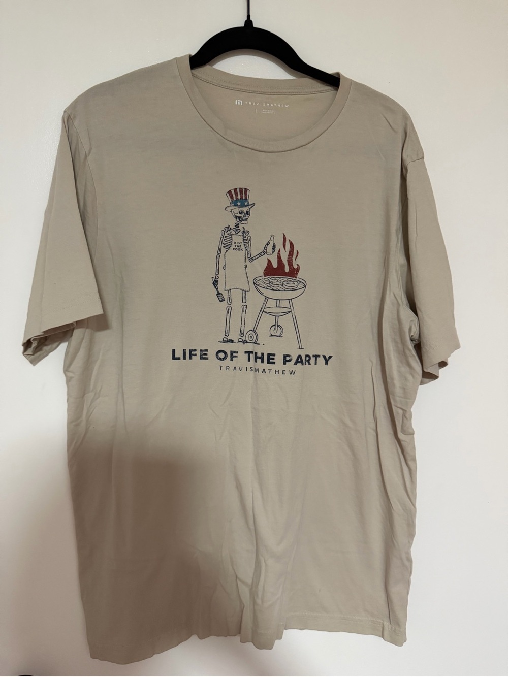 Travis Mathew Beige 'Life of the Party' Graphic Short Sleeve Tee